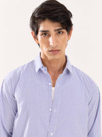 Load image into Gallery viewer, Blue & White Striped Poplin Shirt