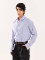 Load image into Gallery viewer, Blue & White Striped Poplin Shirt