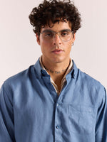 Load image into Gallery viewer, Dusty Blue 60s Lea Linen Shirt