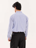 Load image into Gallery viewer, Blue & White Striped Poplin Shirt