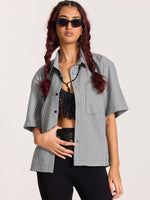 Load image into Gallery viewer, Black Checkered Cropped Shirt