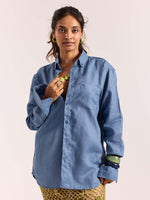 Load image into Gallery viewer, Dusty Blue 60s Lea Linen Shirt