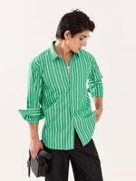 Load image into Gallery viewer, Green Striped Poplin Shirt