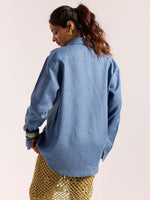 Load image into Gallery viewer, Dusty Blue 60s Lea Linen Shirt