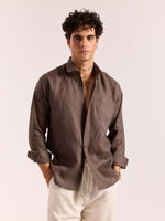 Load image into Gallery viewer, Dark Brown 60s Lea Linen Shirt