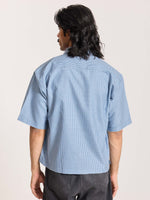 Load image into Gallery viewer, Dark Blue Checkered Cropped Shirt