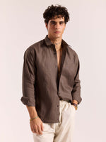 Load image into Gallery viewer, Dark Brown 60s Lea Linen Shirt