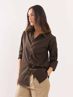 Load image into Gallery viewer, Dark Brown Poplin Shirt