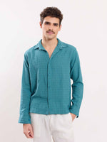 Load image into Gallery viewer, Teal Blue Textured Holiday Shirt
