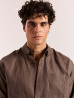 Load image into Gallery viewer, Dark Brown 60s Lea Linen Shirt