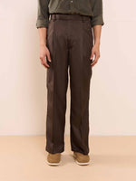 Load image into Gallery viewer, Brown Textured Baggy Fit Trousers