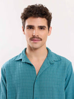 Load image into Gallery viewer, Teal Blue Textured Holiday Shirt