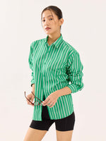 Load image into Gallery viewer, Green Striped Poplin Shirt