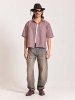 Load image into Gallery viewer, Burgundy Checkered Cropped Shirt