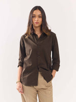 Load image into Gallery viewer, Dark Brown Poplin Shirt
