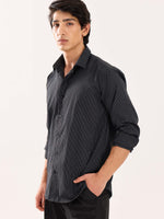 Load image into Gallery viewer, Black Pinstriped Poplin Shirt