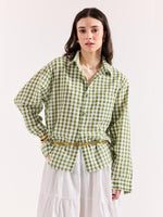 Load image into Gallery viewer, Matcha Seersucker Oversized Shirt