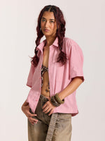 Load image into Gallery viewer, Pink Checkered Cropped Shirt