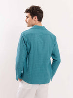 Load image into Gallery viewer, Teal Blue Textured Holiday Shirt