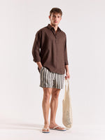 Load image into Gallery viewer, Dark Brown Linen Blend Pullover