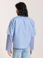 Load image into Gallery viewer, Sky Blue Checkered Cropped Shirt