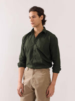 Load image into Gallery viewer, Dark Olive Poplin Shirt