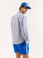 Load image into Gallery viewer, Grey & White Striped Seersucker Oversized Shirt