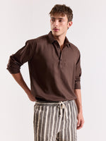 Load image into Gallery viewer, Dark Brown Linen Blend Pullover