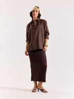 Load image into Gallery viewer, Dark Brown Linen Blend Pullover