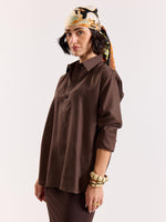 Load image into Gallery viewer, Dark Brown Linen Blend Pullover