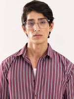 Load image into Gallery viewer, Burgundy Striped Poplin Shirt