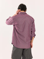 Load image into Gallery viewer, Burgundy Striped Poplin Shirt