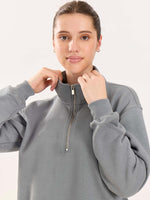 Load image into Gallery viewer, Grey Quarter-Zip Sweatshirt