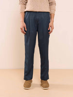 Load image into Gallery viewer, Blue Textured Baggy Fit Trousers