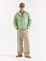 Load image into Gallery viewer, Light Green Striped Poplin Oversized Shirt