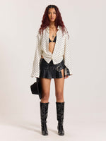 Load image into Gallery viewer, Polka Dot Oversized Cropped Shirt