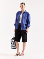 Load image into Gallery viewer, Royal Blue Seersucker Oversized Shirt