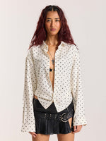 Load image into Gallery viewer, Polka Dot Oversized Cropped Shirt