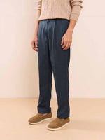 Load image into Gallery viewer, Blue Textured Baggy Fit Trousers
