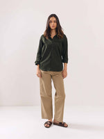 Load image into Gallery viewer, Dark Olive Poplin Shirt