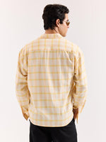 Load image into Gallery viewer, Yellow & Pink Checked Textured Oversized Shirt