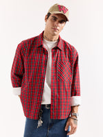 Load image into Gallery viewer, Red & Black Checkered Seersucker Oversized Shirt