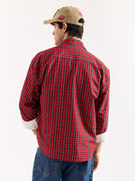 Load image into Gallery viewer, Red & Black Checkered Seersucker Oversized Shirt