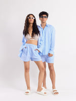 Load image into Gallery viewer, Blue Striped Linen Co-ord Set