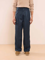 Load image into Gallery viewer, Blue Textured Baggy Fit Trousers