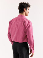 Load image into Gallery viewer, Cherry Red Pinstriped Poplin Oversized Shirt
