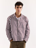 Load image into Gallery viewer, Coffee Brown & White Striped Poplin Oversized Shirt