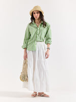 Load image into Gallery viewer, Light Green Striped Poplin Oversized Shirt
