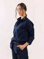 Load image into Gallery viewer, Dark Blue Poplin Shirt