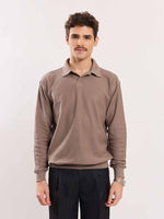 Load image into Gallery viewer, Taupe Jacquard Knit Polo T-shirt